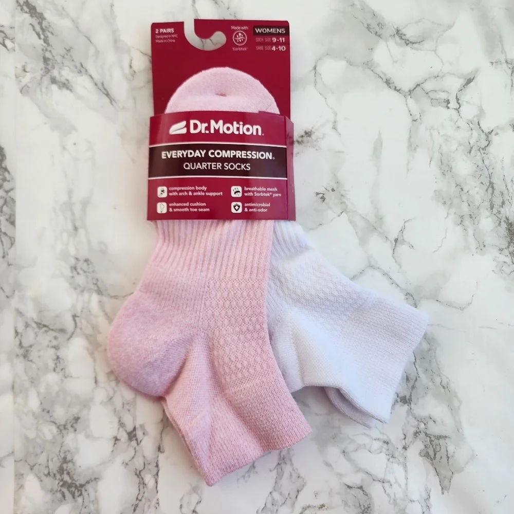 Dr. Motion Compression Socks Quarter Socks 6 Pairs  Size Socks 9–11 Shoe 4-10